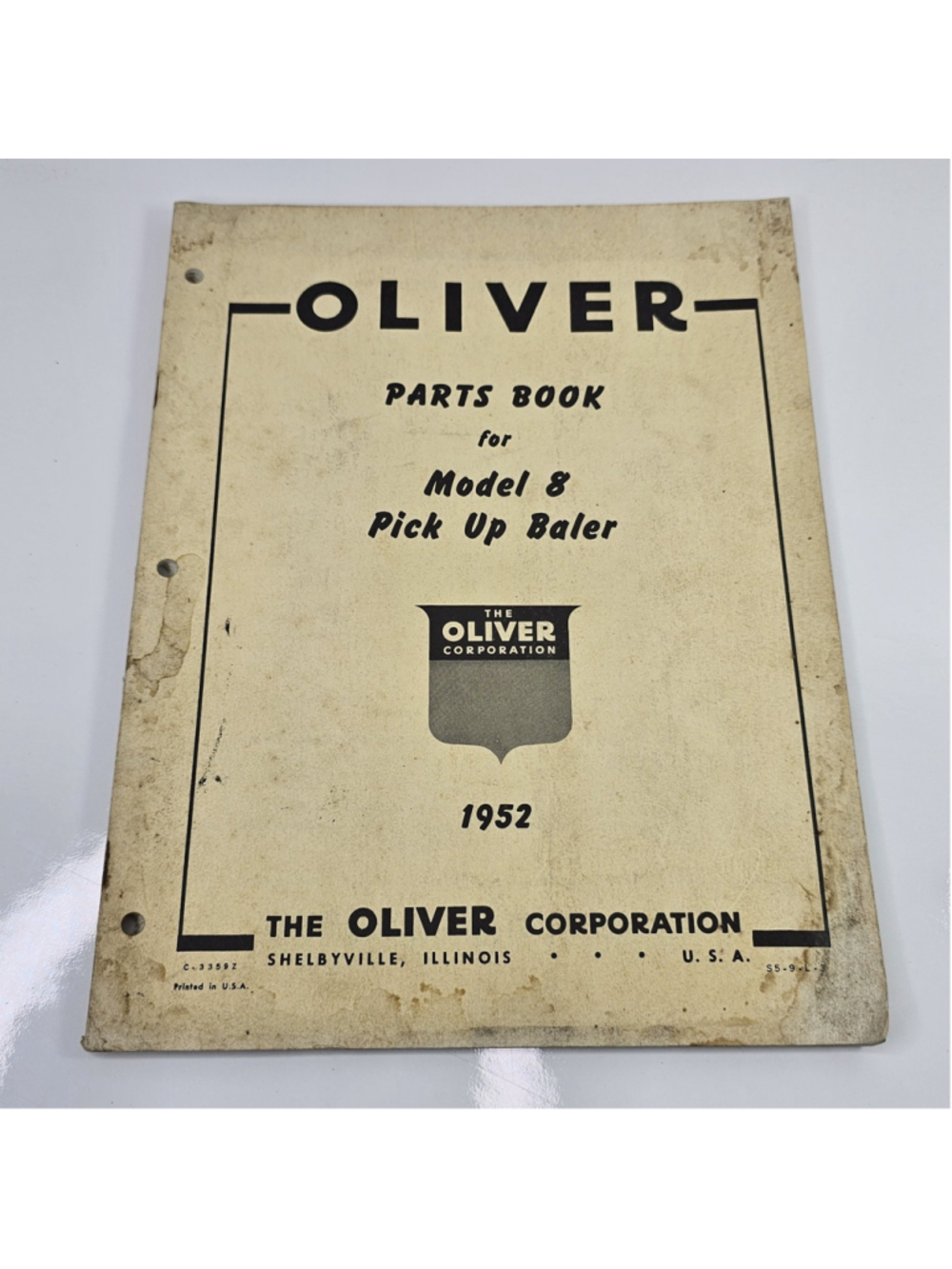 1952 Oliver Model 8 Pick Up Baler Parts Book Manual C-3359Z Original